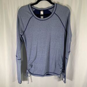 Lucy Lucytech Shirt Women's Medium Blue Striped Long Sleeve Drawstring Pullover